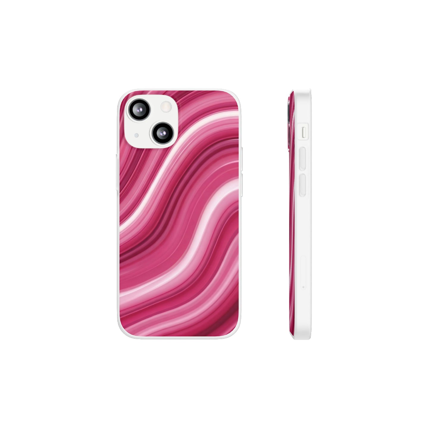Pink Marble Wave Phone Case — Abstract Swirl Flexi Case for Apple iPhone, Samsung Galaxy.