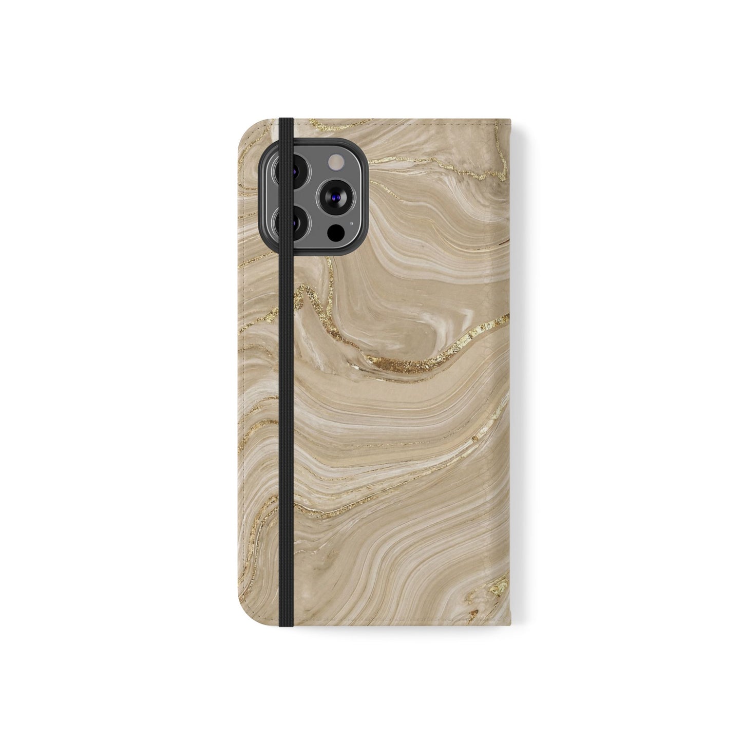 Marble Beige Flip Phone Case – Stylish Wallet Phone Cover with Card Slots