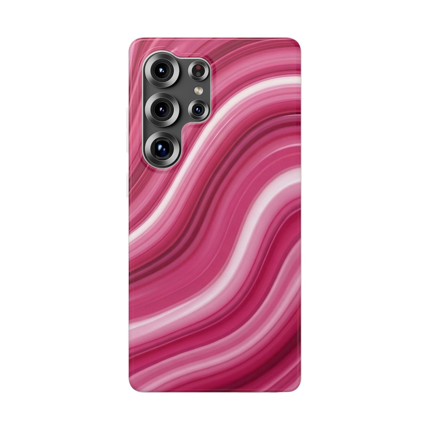 Pink Marble Wave Phone Case — Abstract Swirl Flexi Case for Apple iPhone, Samsung Galaxy.