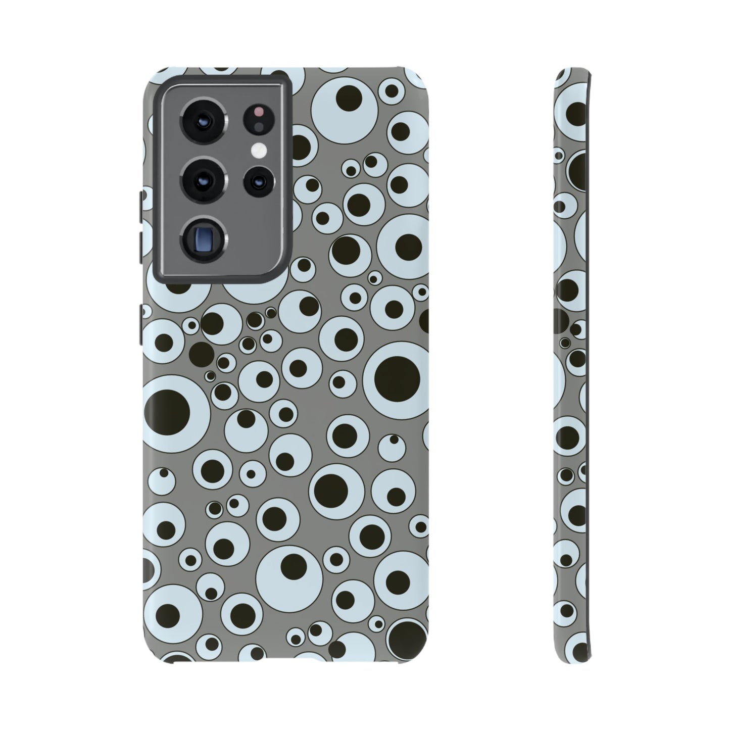 Bubble Pattern Tough Phone Case – Grey Retro Polka-Dot Design