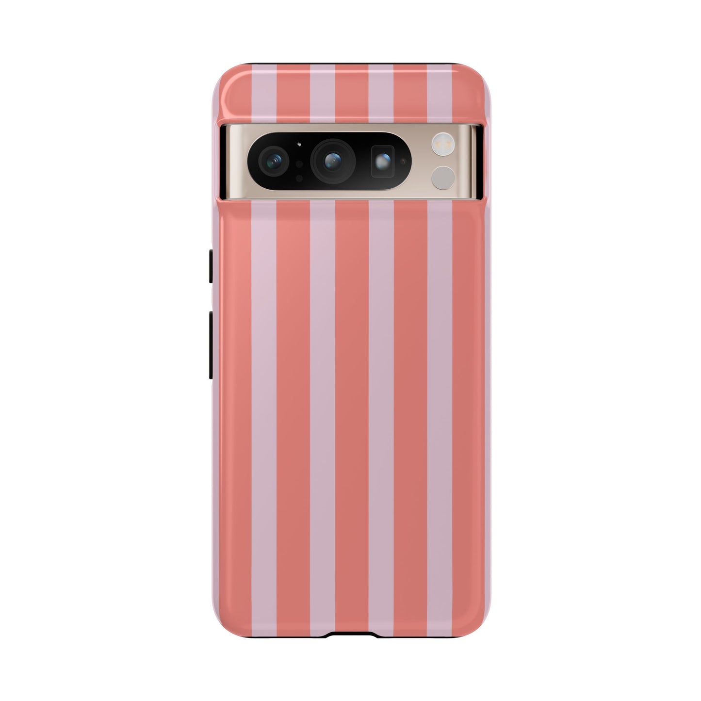 Pink Striped Tough Phone Case — Durable Protective Cover