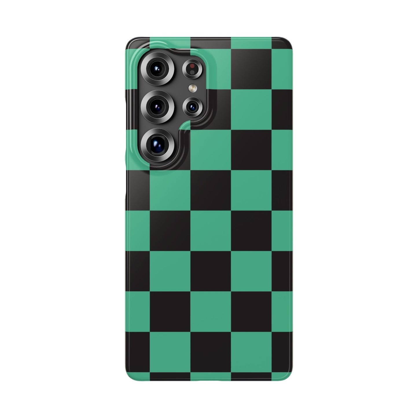 Checkered Teal Snap Case — Black & Teal Phone Cover