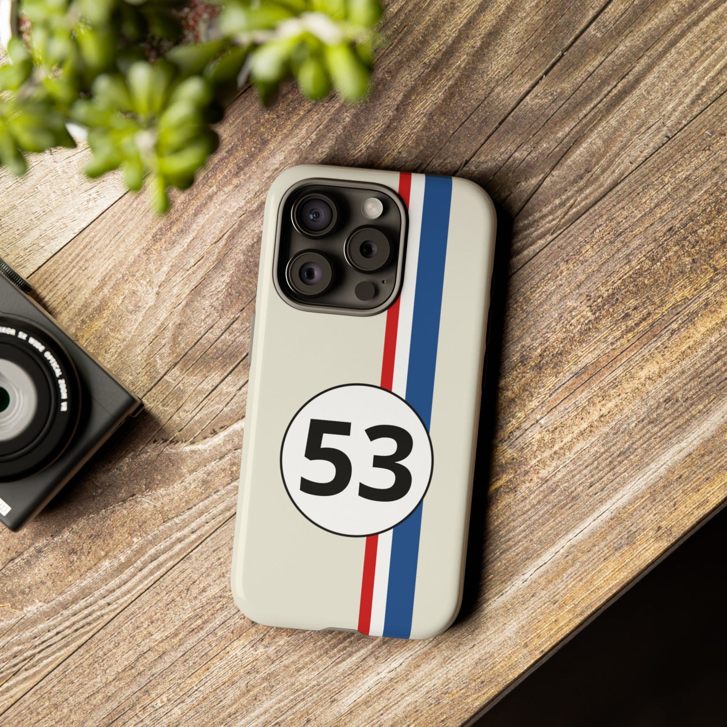 Racing Stripe Personalised Number Tough Phone Case for Apple iPhone, Samsung Galaxy and Google Pixel.