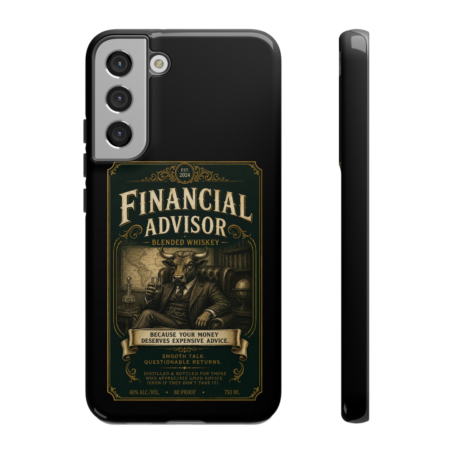Financial Advisor Phone Case — Vintage Whiskey Label Design