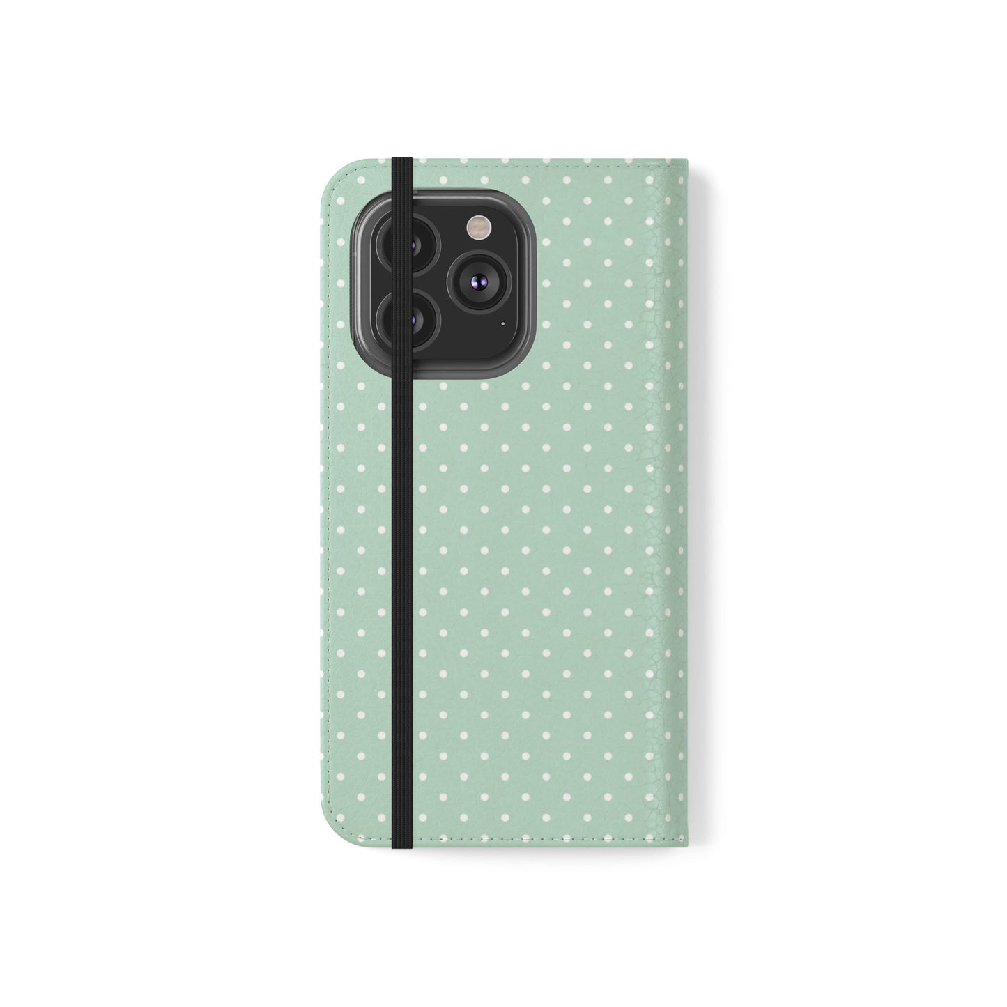 Polka Dot Flip Phone Case — Pastel Green-White Polka Dot Wallet Cover