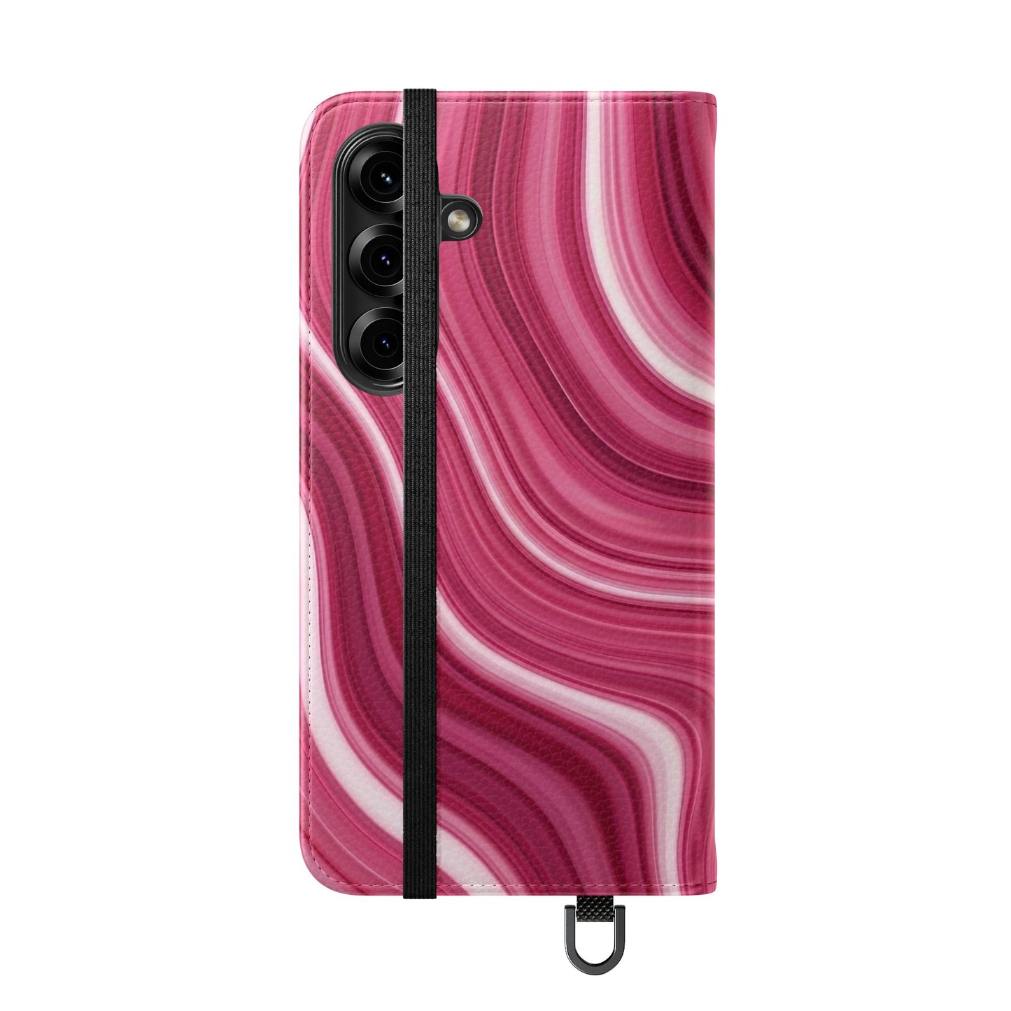 Pink Marble Swirl Flip Case — Wallet Phone Cover with Card Slots
