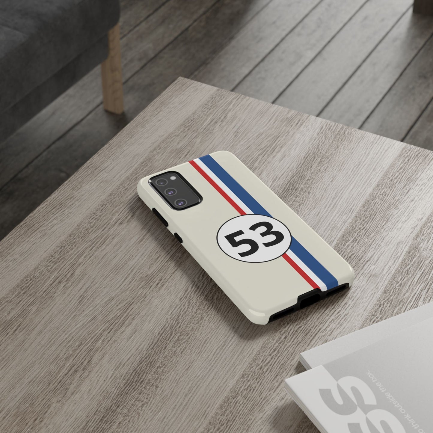 Racing Stripe Personalised Number Tough Phone Case for Apple iPhone, Samsung Galaxy and Google Pixel.