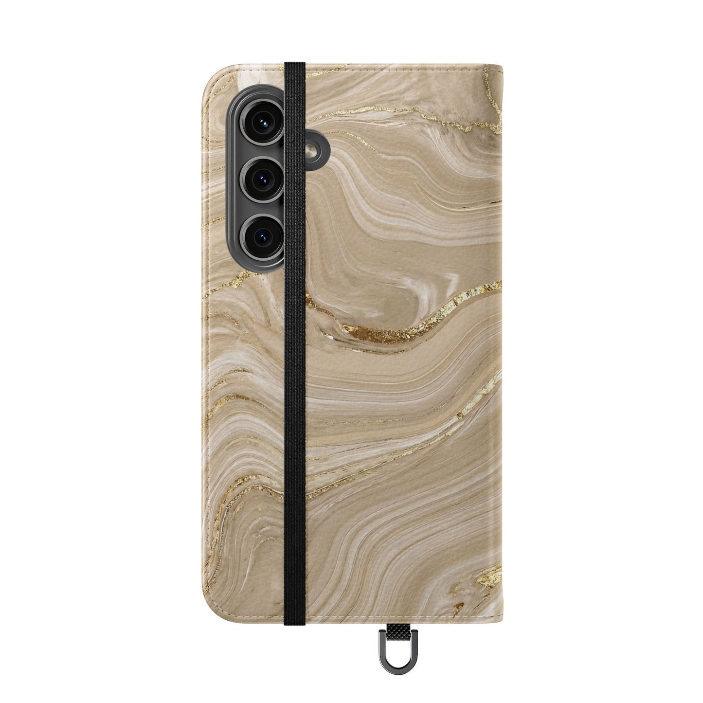 Marble Beige Flip Phone Case – Stylish Wallet Phone Cover with Card Slots