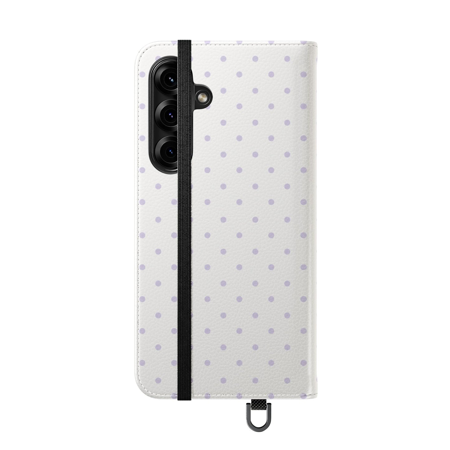 Polka Dot Flip Phone Case — White and Violet Polka Dot Wallet Cover