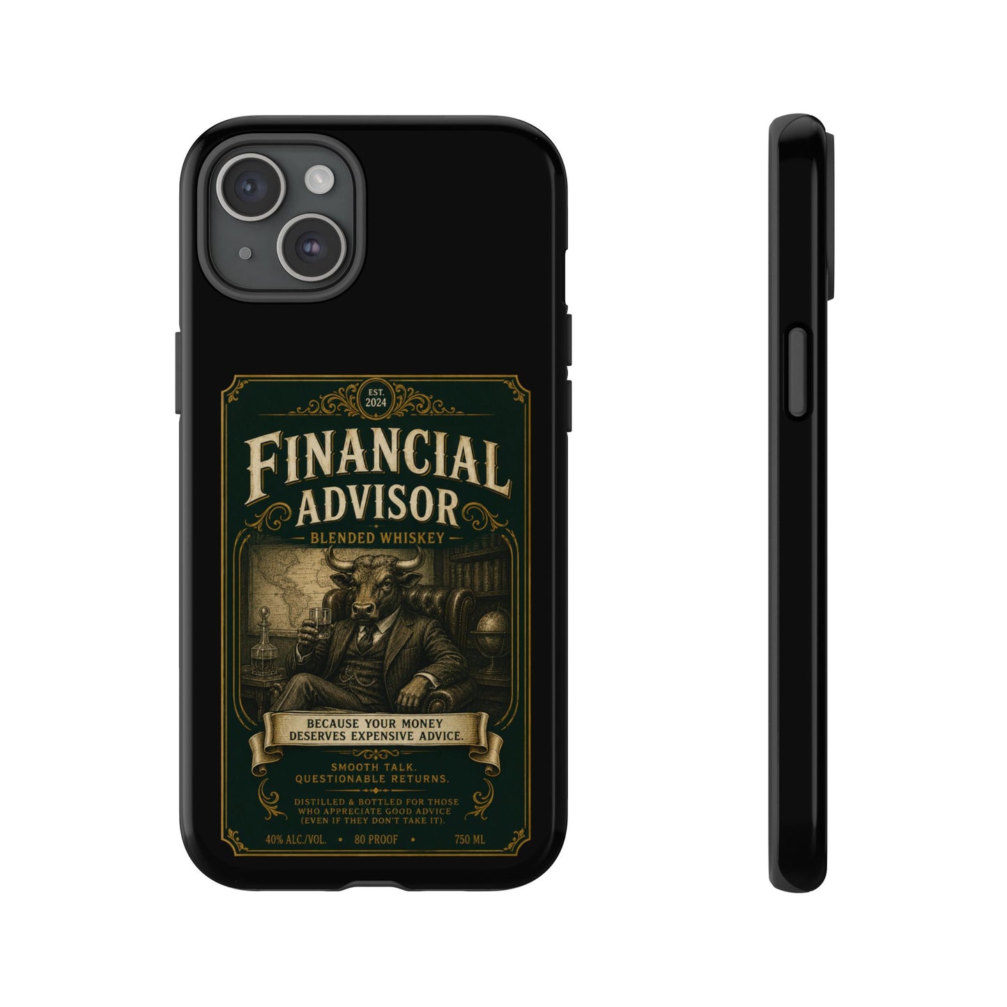 Financial Advisor Phone Case — Vintage Whiskey Label Design