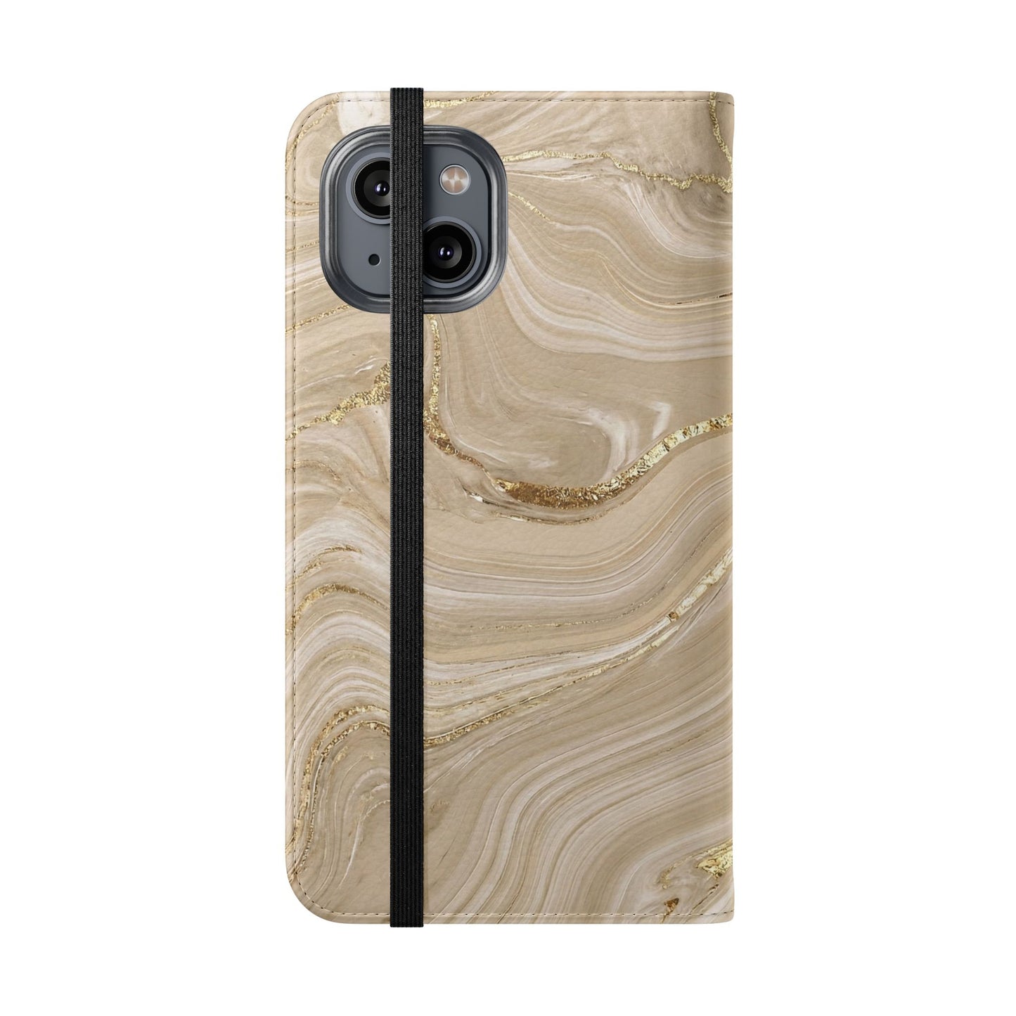 Marble Beige Flip Phone Case – Stylish Wallet Phone Cover with Card Slots