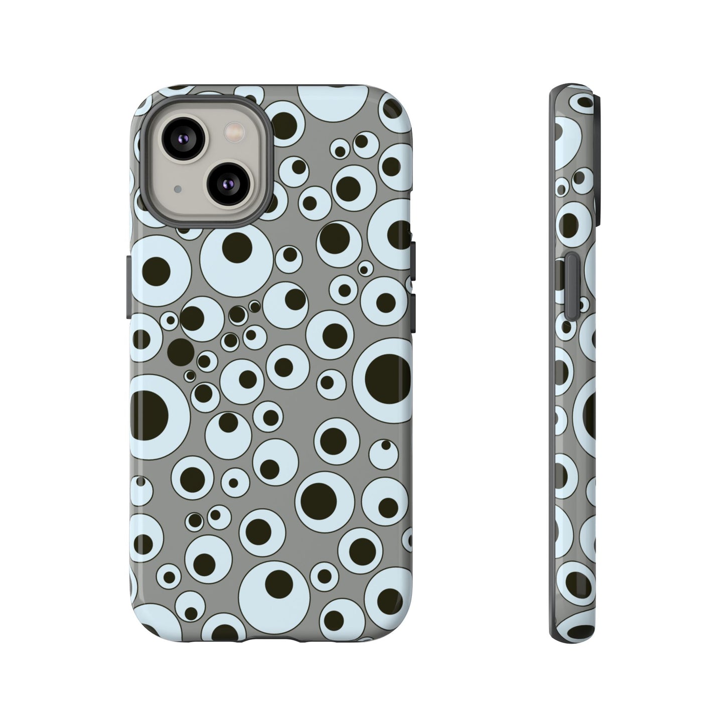 Bubble Pattern Tough Phone Case – Grey Retro Polka-Dot Design