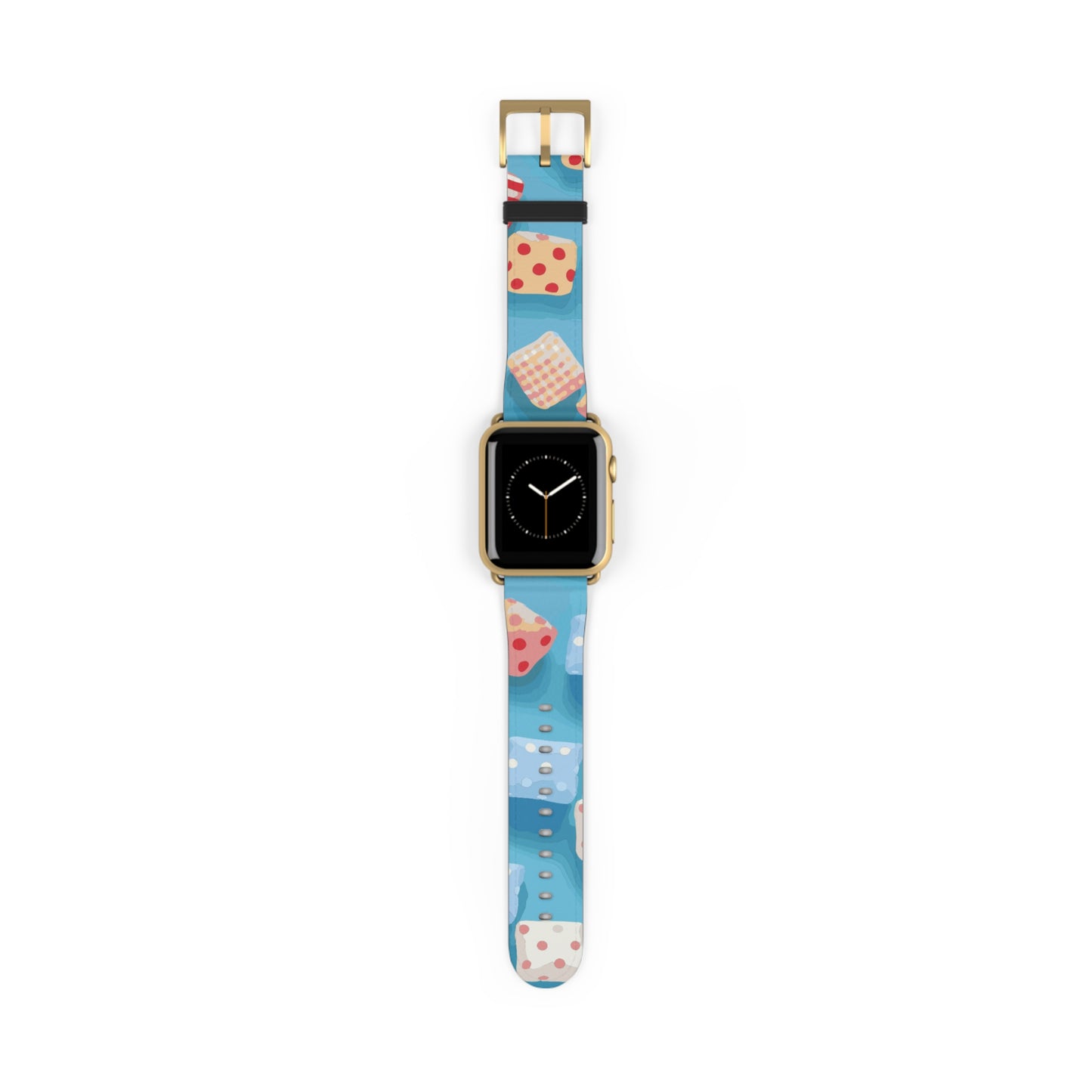 Apple Watch strap in colourful candy style, bright chequered pattern, fun accessory for everyday wear, faux-leather band