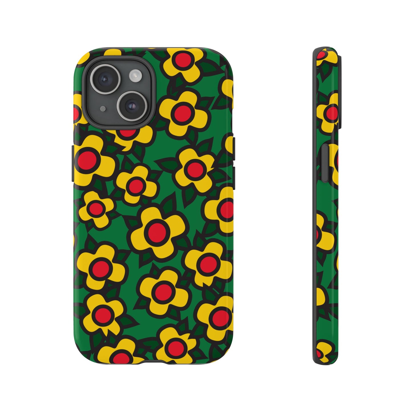 Floral Pop Tough Phone Case — Retro Yellow Red Flower Pattern