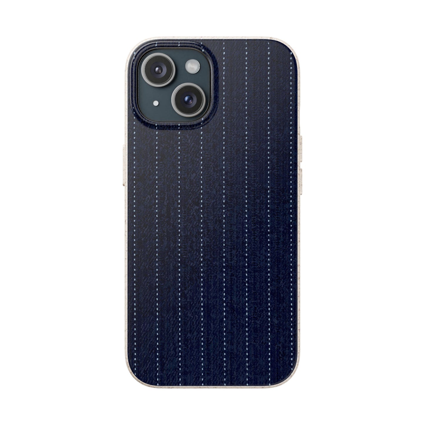 Biodegradable Pinstripe Phone Case — Eco-Friendly Navy Fabric Phone Cover for Apple iPhone and Samsung Galaxy.