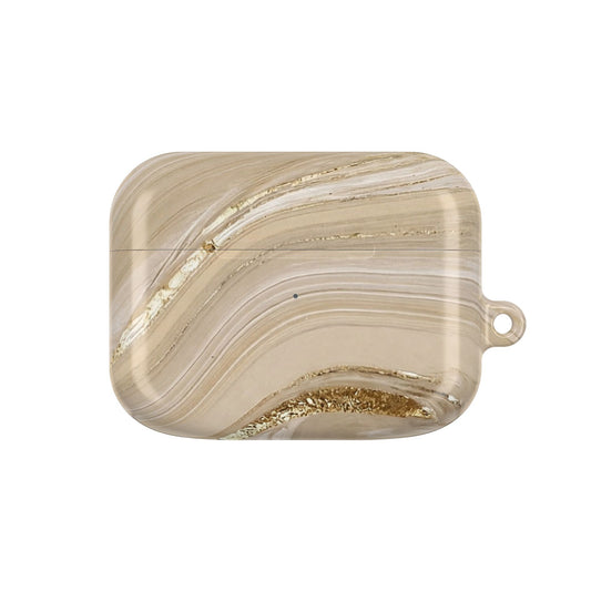 Marble Swirl AirPod Case — Beige Gold Art Pattern
