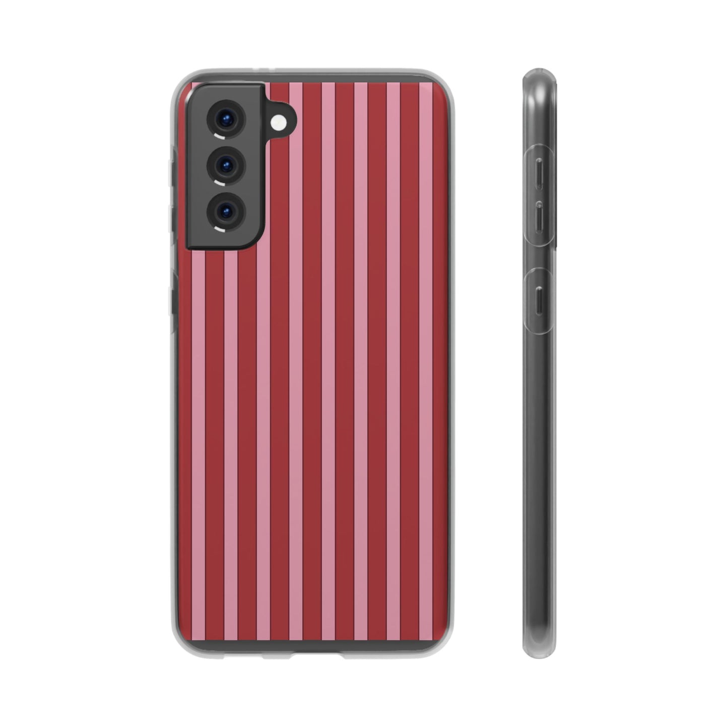 Red Vertical Stripe Protective Flexi Case for Apple iPhone, Samsung Galaxy.