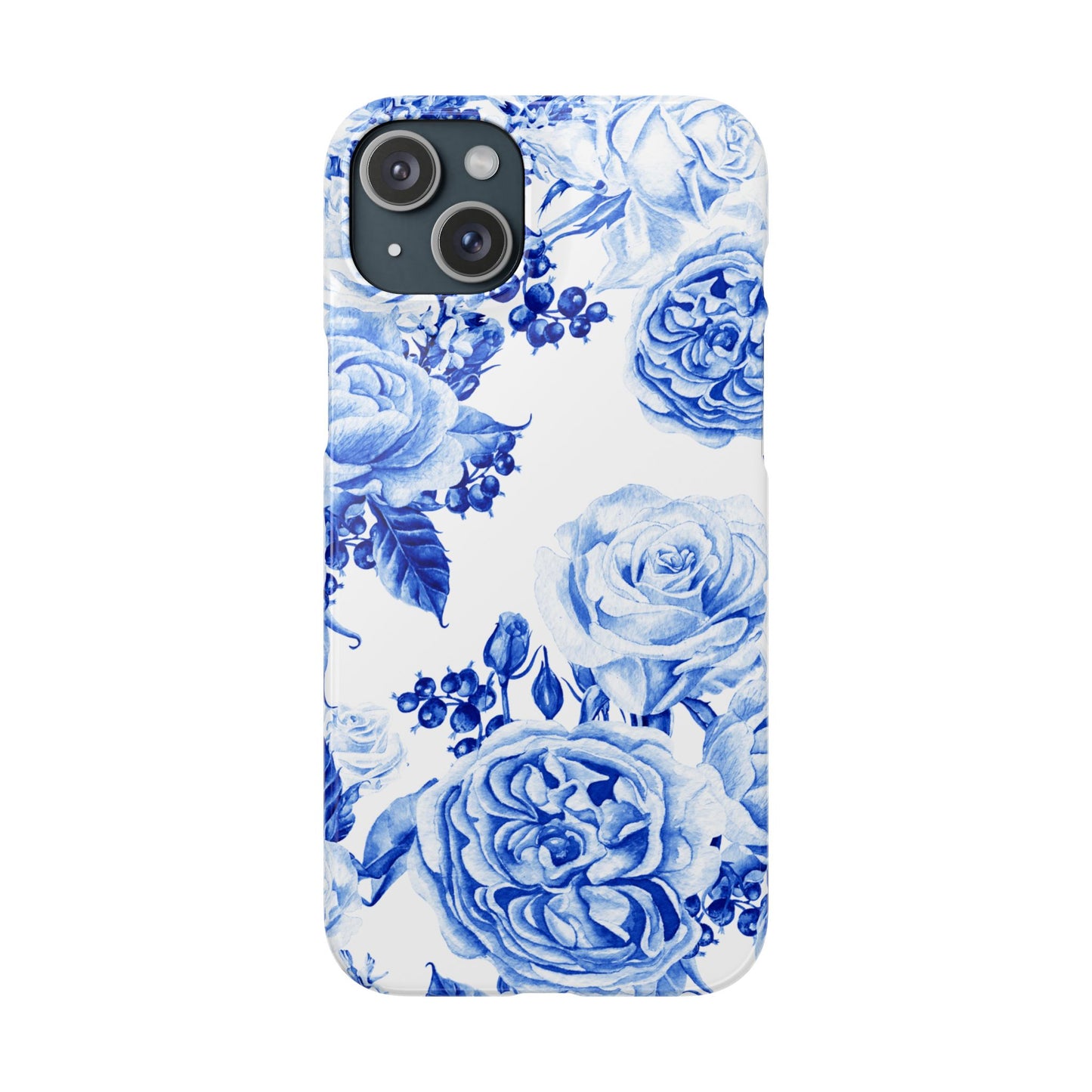 Blue Porcelain Floral Snap Phone Case — Vintage Rose Pattern