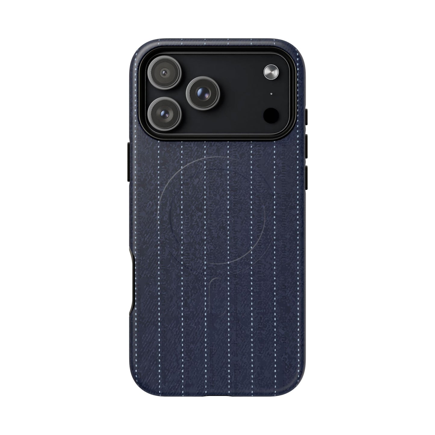 MagSafe Tough Phone Case — Navy Pinstripe Magnetic Protective Cover