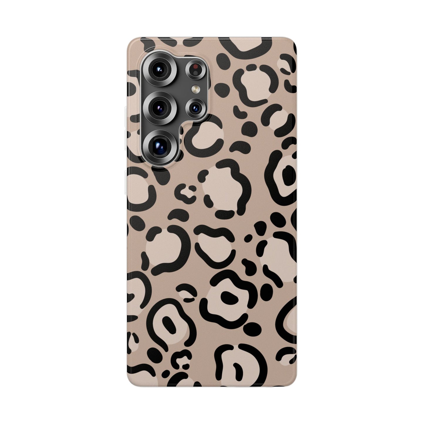 Beige Black Leopard Print Flexi Case for Apple iPhone and Samsung Galaxy.