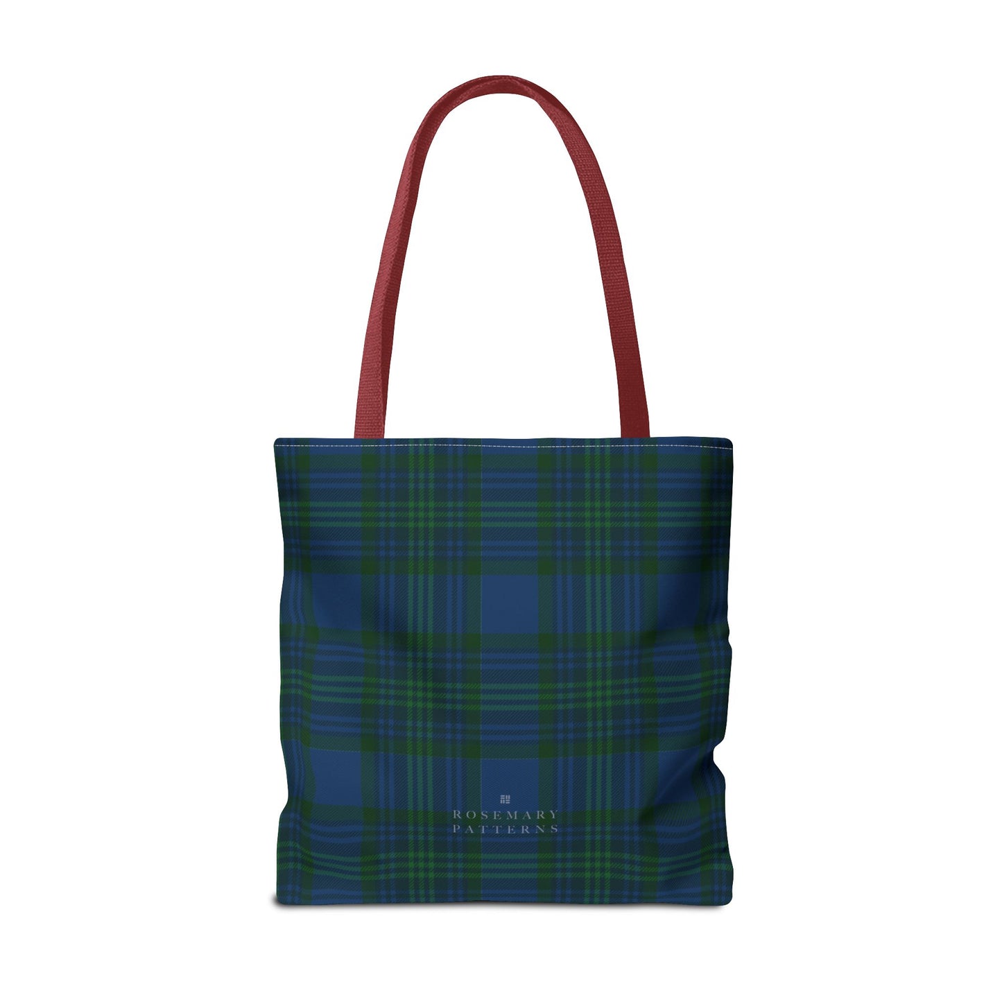 Tartan plaid tote bag in blue and green, eco friendly reusable market tote with Scottish pattern, cotton handles