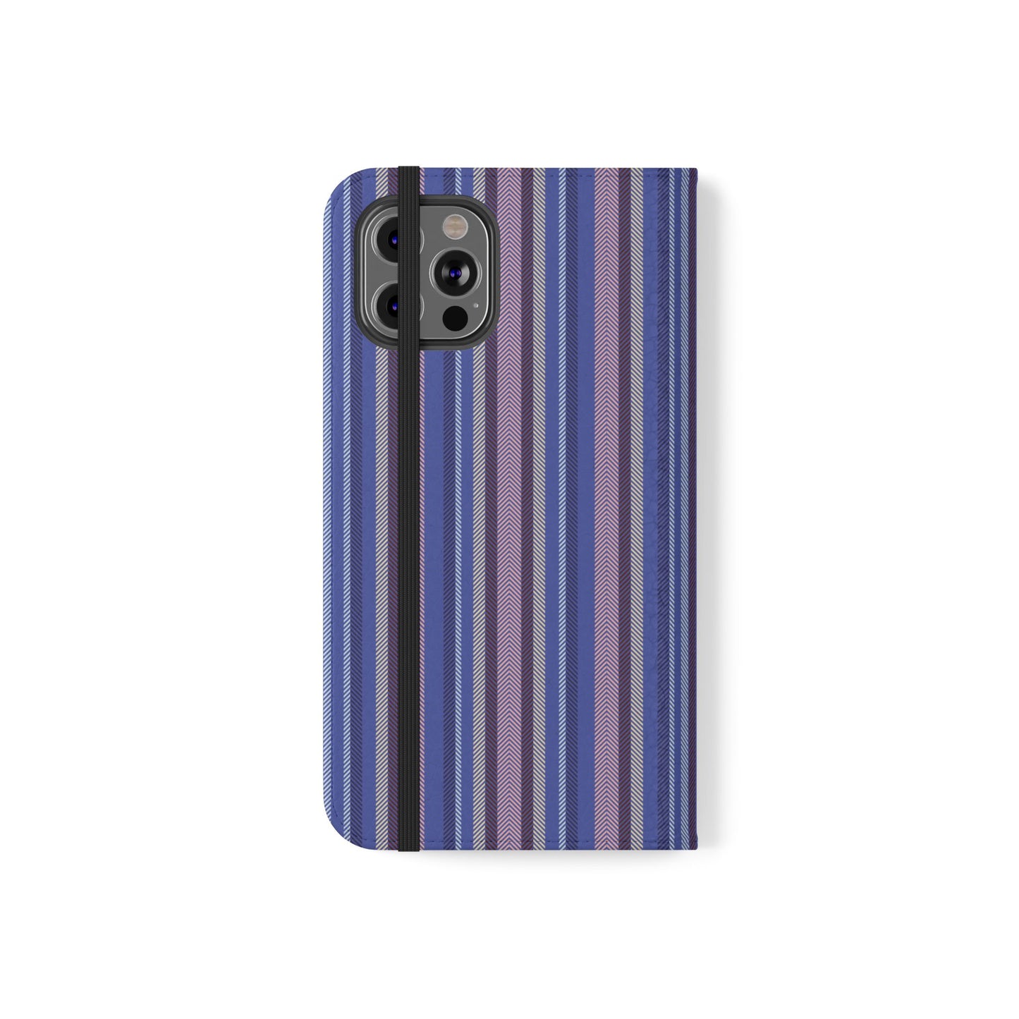 Striped Blue Flip Phone Case — Wallet Folio Phone Cover