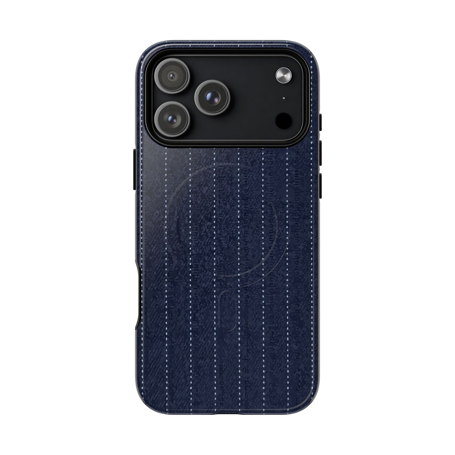 MagSafe Tough Phone Case — Navy Pinstripe Magnetic Protective Cover