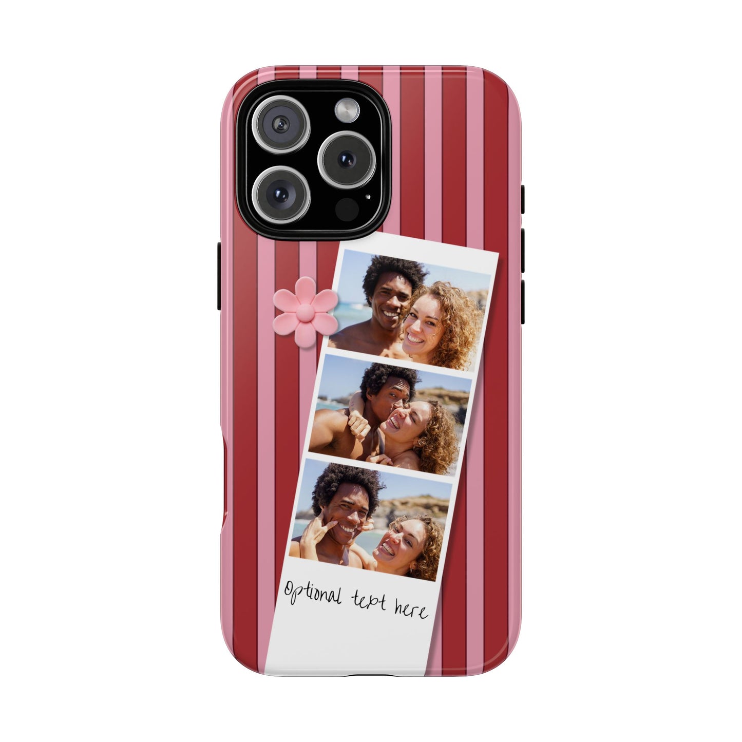 Customisable Three Photo Personalised Collage Tough Phone Case for Apple iPhone, Samsung Galaxy and Google Pixel.