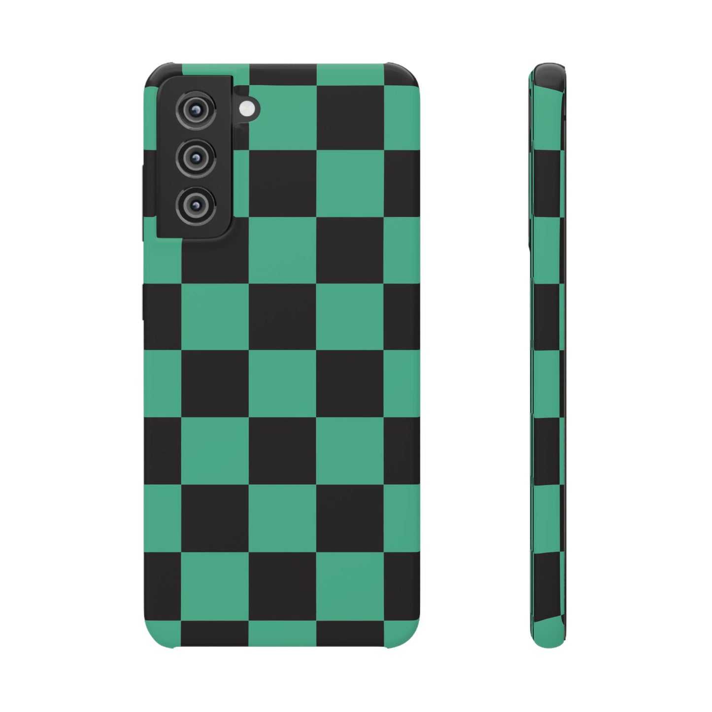 Checkered Teal Snap Case — Black & Teal Phone Cover