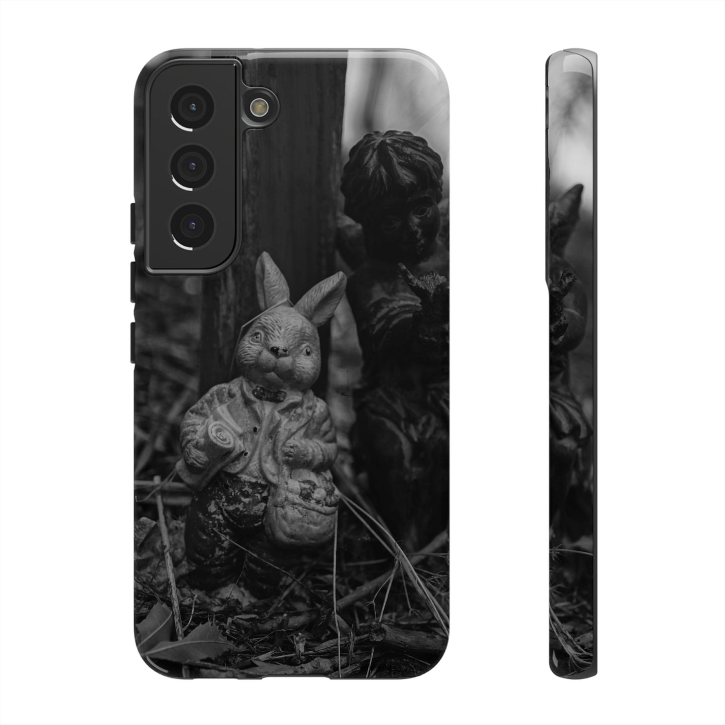Vintage Gothic Bunny Tough Phone Case — Dark Garden Statue Protective Cover