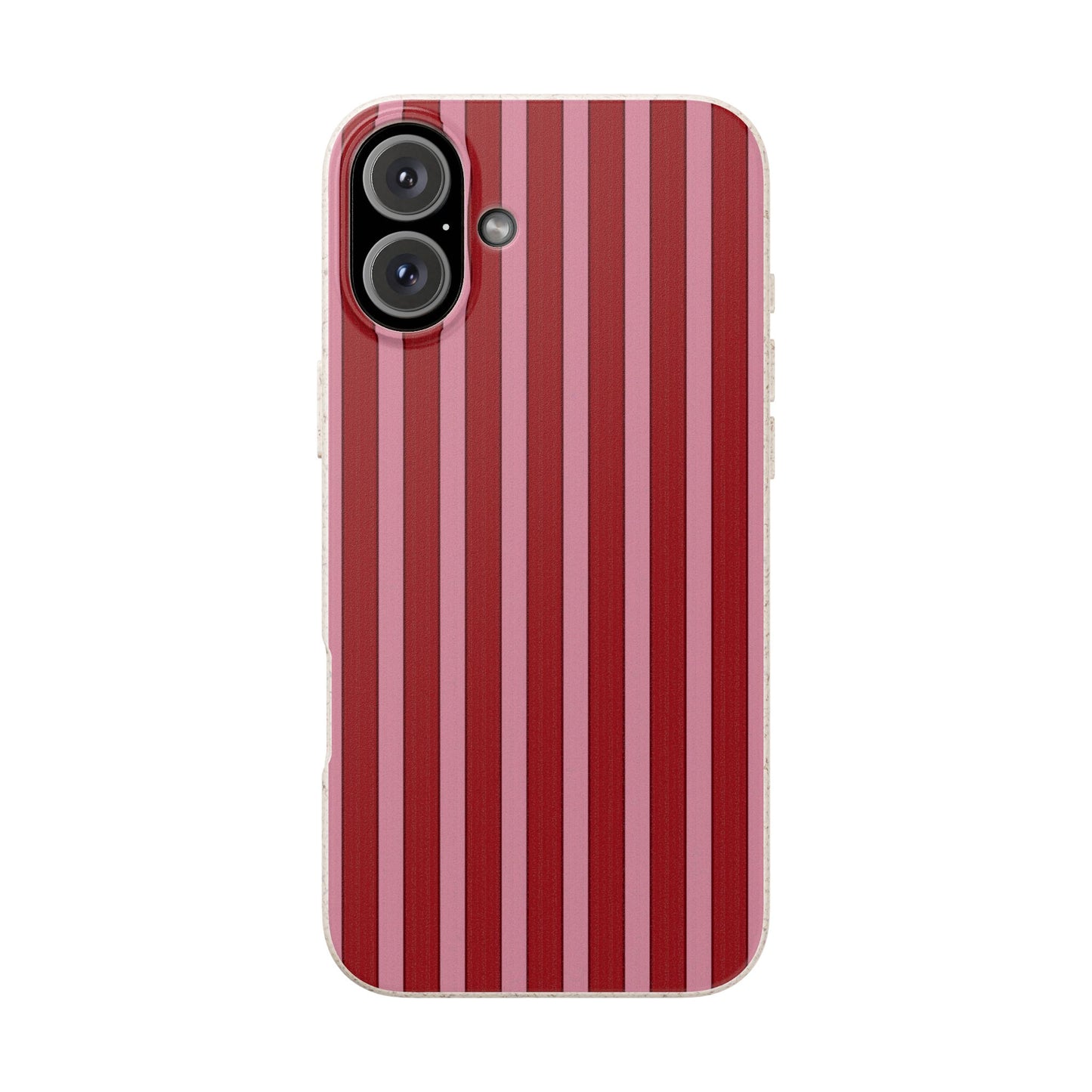 Biodegradable Phone Case — Red Vertical Stripe Eco Protective Cover for Apple iPhone and Samsung Galaxy.