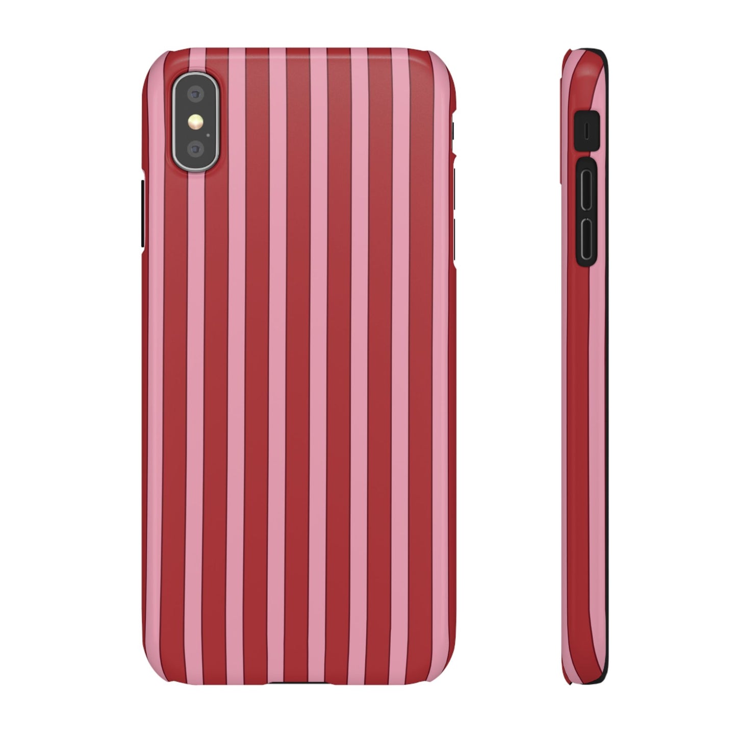 Striped Red Snap Phone Case — Slim Phone Cover for Apple iPhone and Samsung Galaxy.