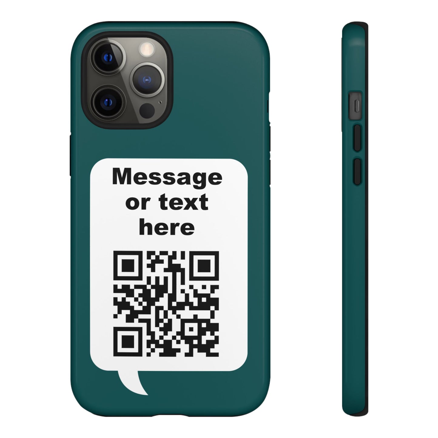 Custom QR Code Tough Phone Case — "Custom text" Contact Case