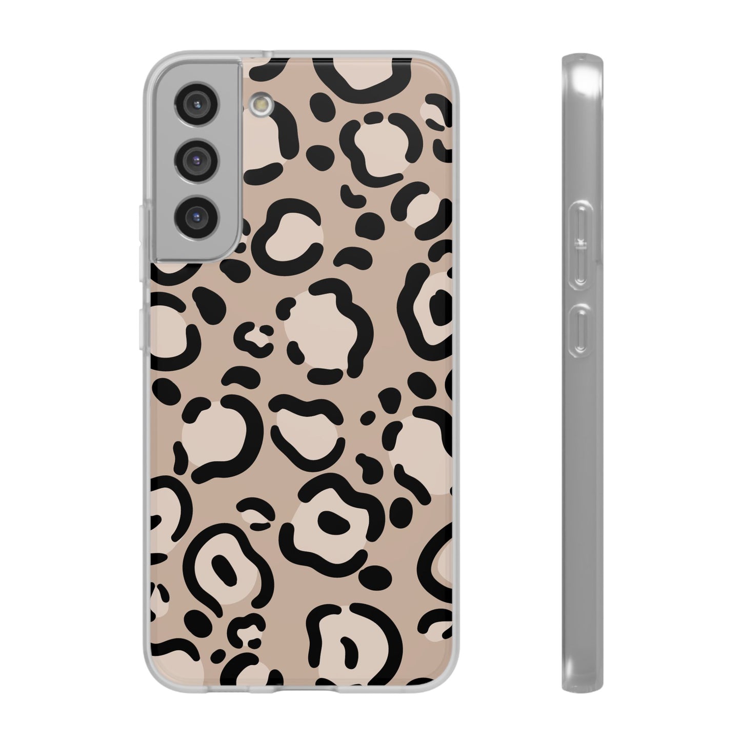 Beige Black Leopard Print Flexi Case for Apple iPhone and Samsung Galaxy.