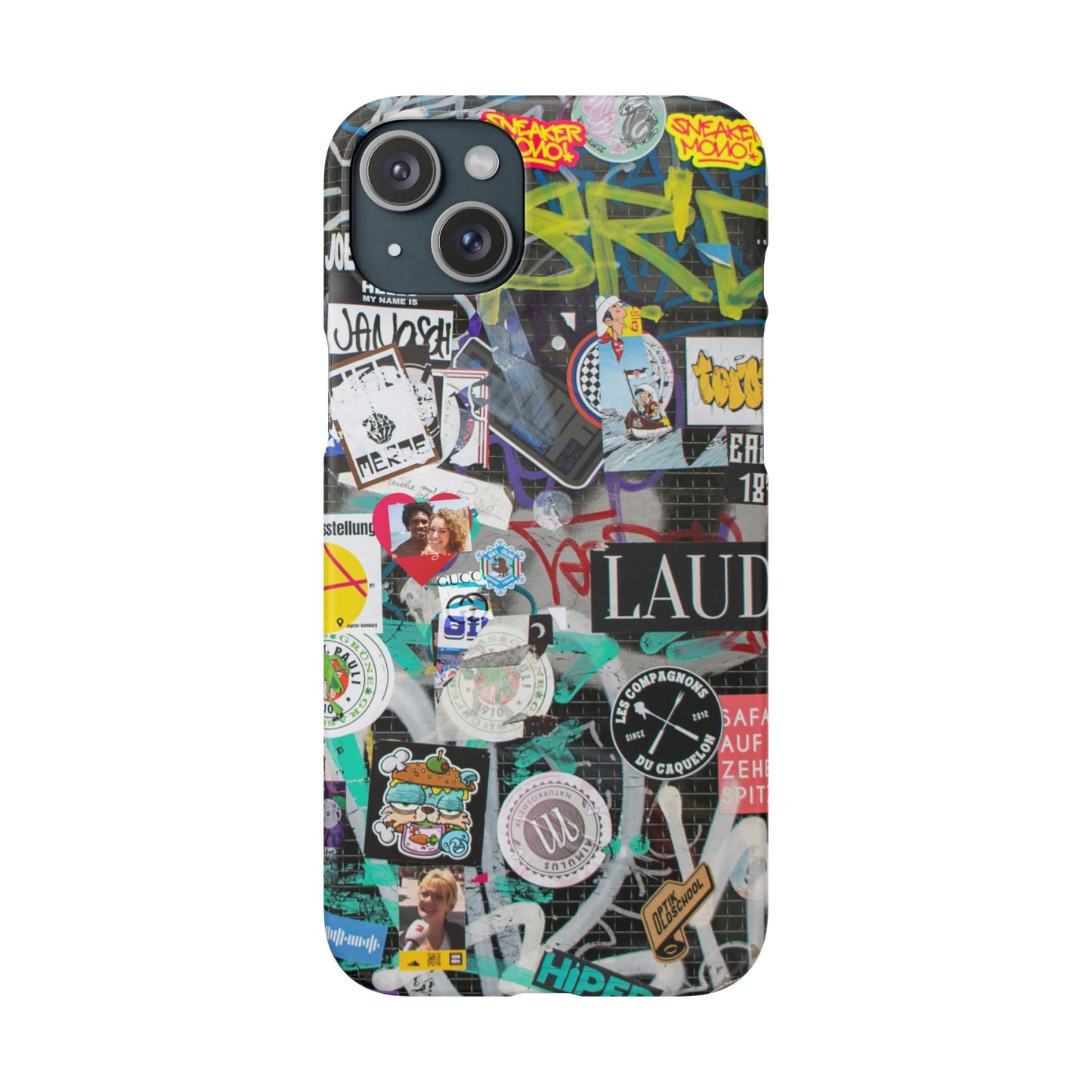 Sticker Bomb Personalised Graffiti Slim Phone Case for Apple iPhone, Samsung Galaxy and Google Pixel.