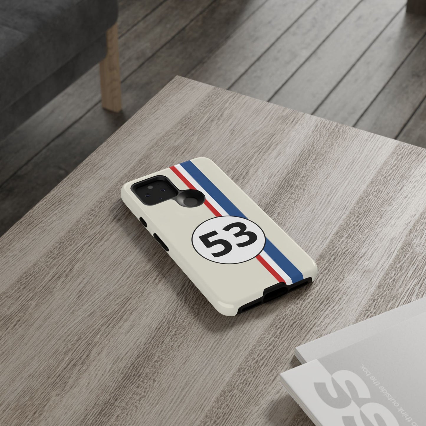 Racing Stripe Personalised Number Tough Phone Case for Apple iPhone, Samsung Galaxy and Google Pixel.