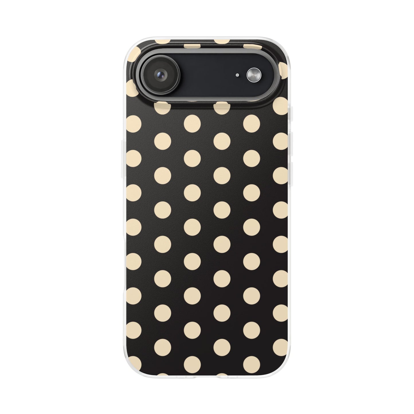 Black & Cream Retro Polka Dot Flexi Case for Apple iPhone, Samsung Galaxy.
