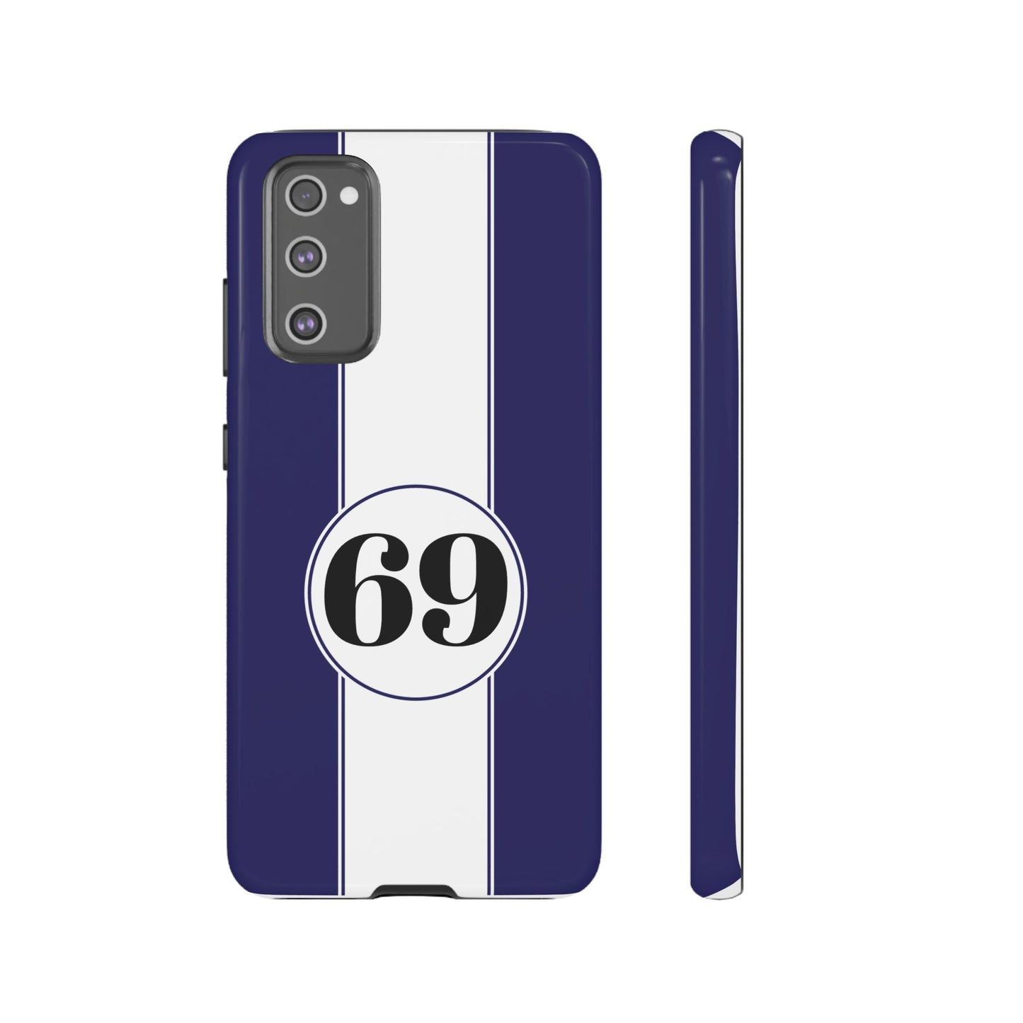 Custom Number Racing Stripe Tough Phone Case for Apple iPhone, Samsung Galaxy and Google Pixel.
