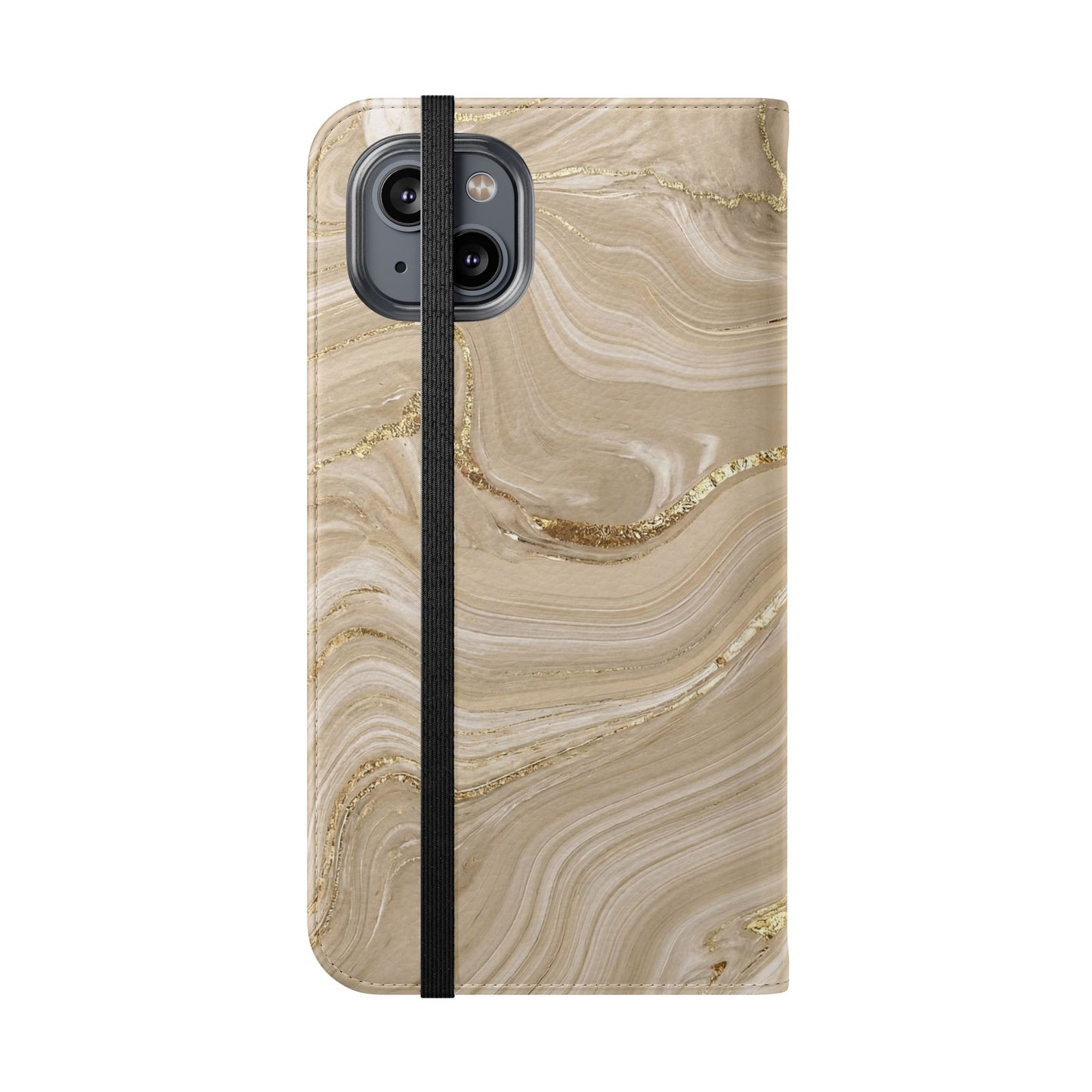 Marble Beige Flip Phone Case – Stylish Wallet Phone Cover with Card Slots