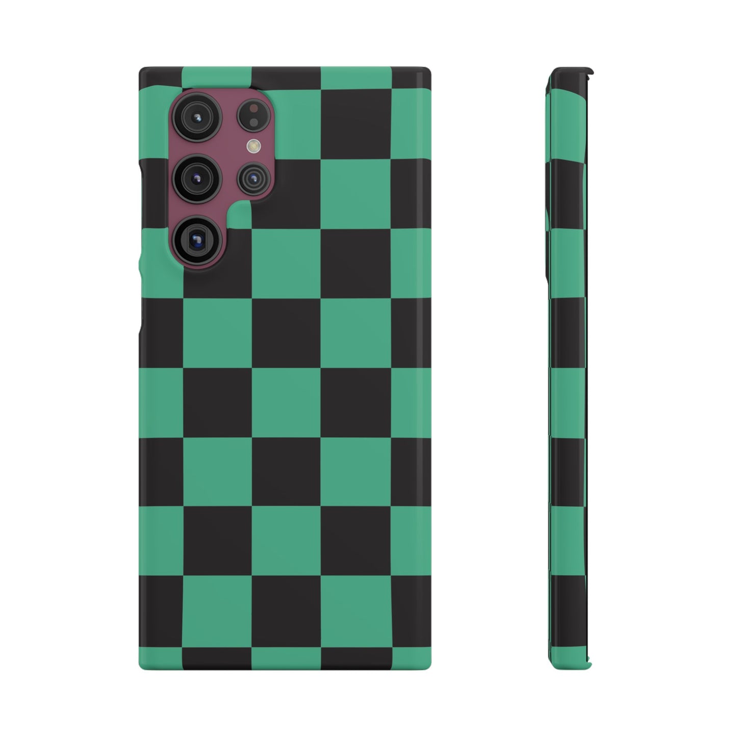 Checkered Teal Snap Case — Black & Teal Phone Cover