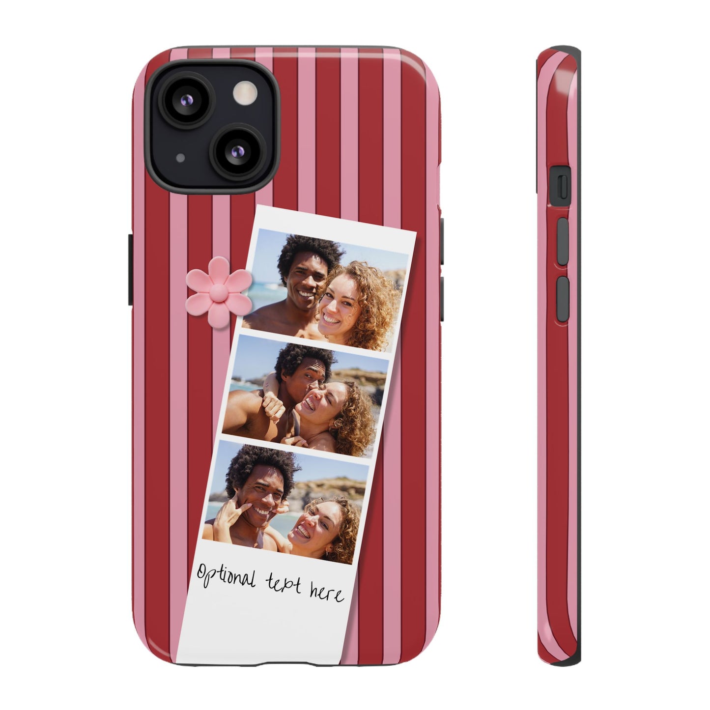 Customisable Three Photo Personalised Collage Tough Phone Case for Apple iPhone, Samsung Galaxy and Google Pixel.