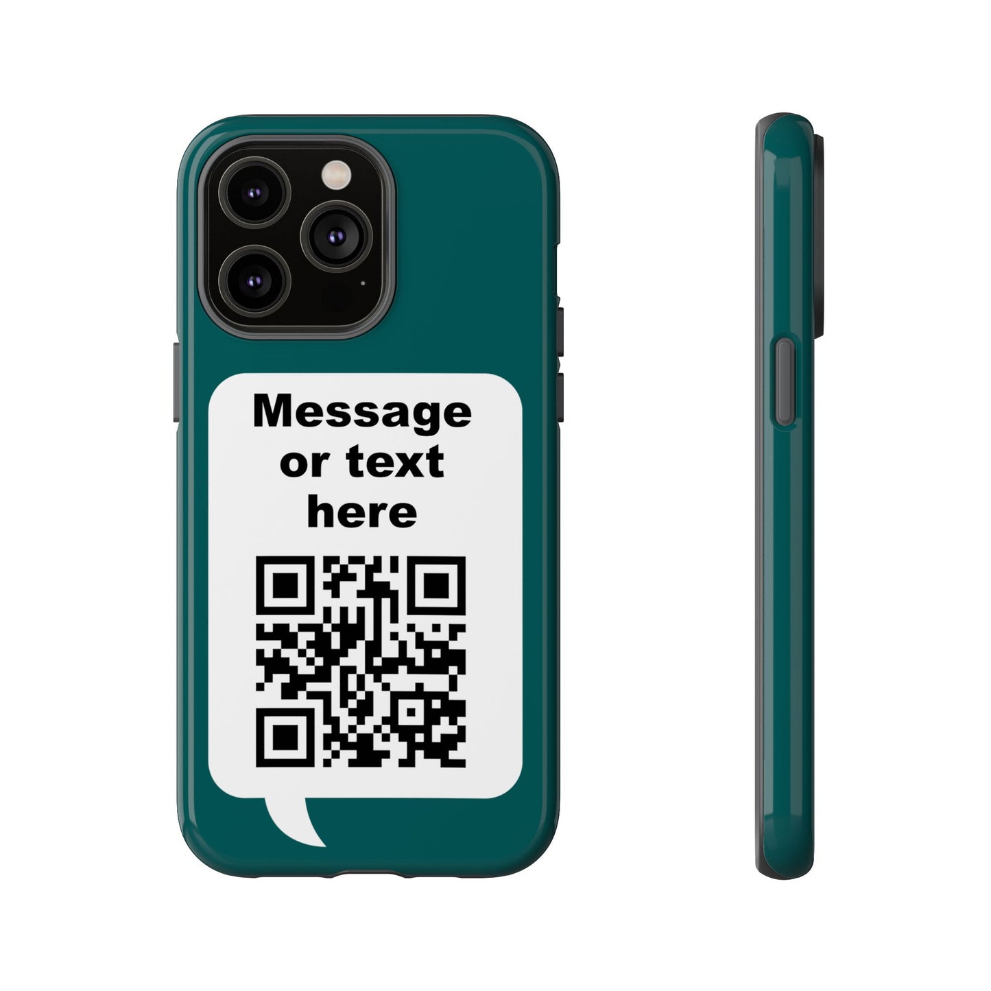 Custom QR Code Tough Phone Case — "Custom text" Contact Case