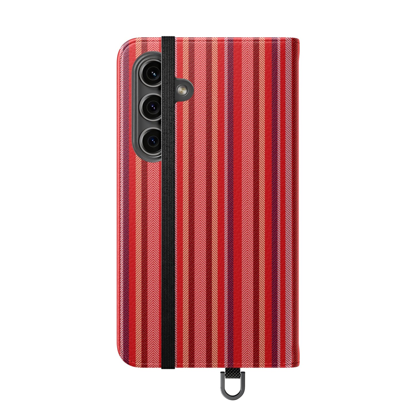 Red Stripe Flip Phone Case – Protective Wallet Folio with Card Slots