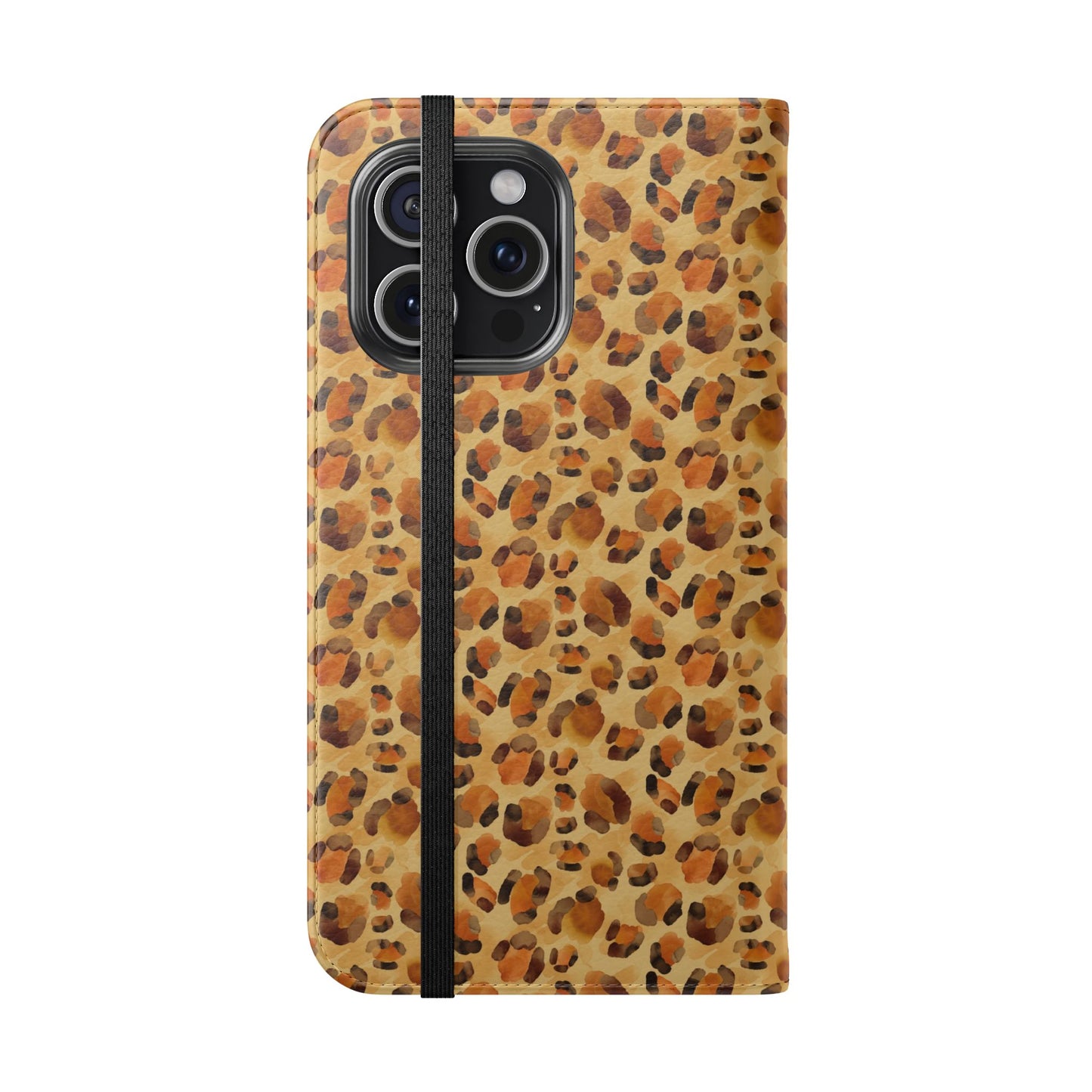 Leopard Print Flip Phone Case — Cardholder Wallet Folio