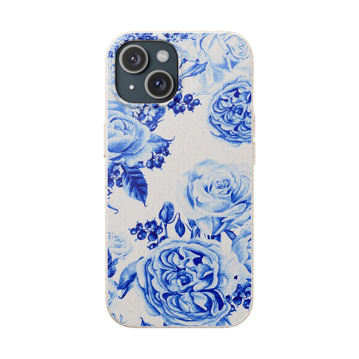 Blue Floral Biodegradable Eco-Friendly Phone Cover for Apple iPhone and Samsung Galaxy.