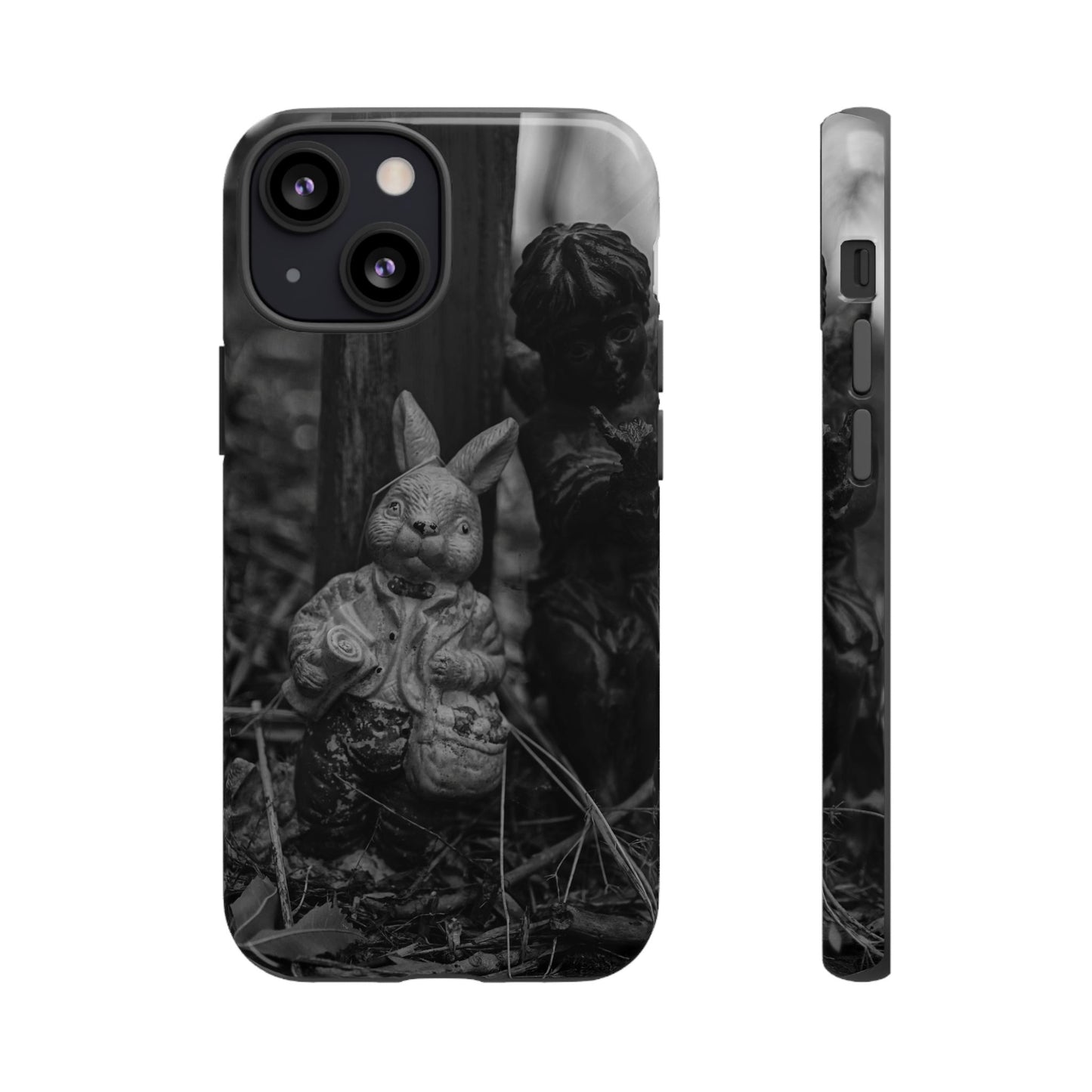Vintage Gothic Bunny Tough Phone Case — Dark Garden Statue Protective Cover