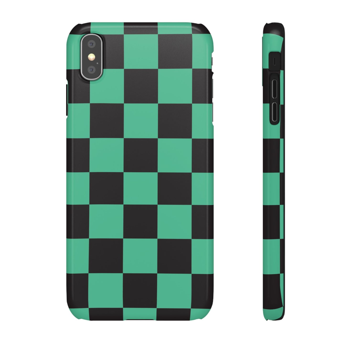 Checkered Teal Snap Case — Black & Teal Phone Cover