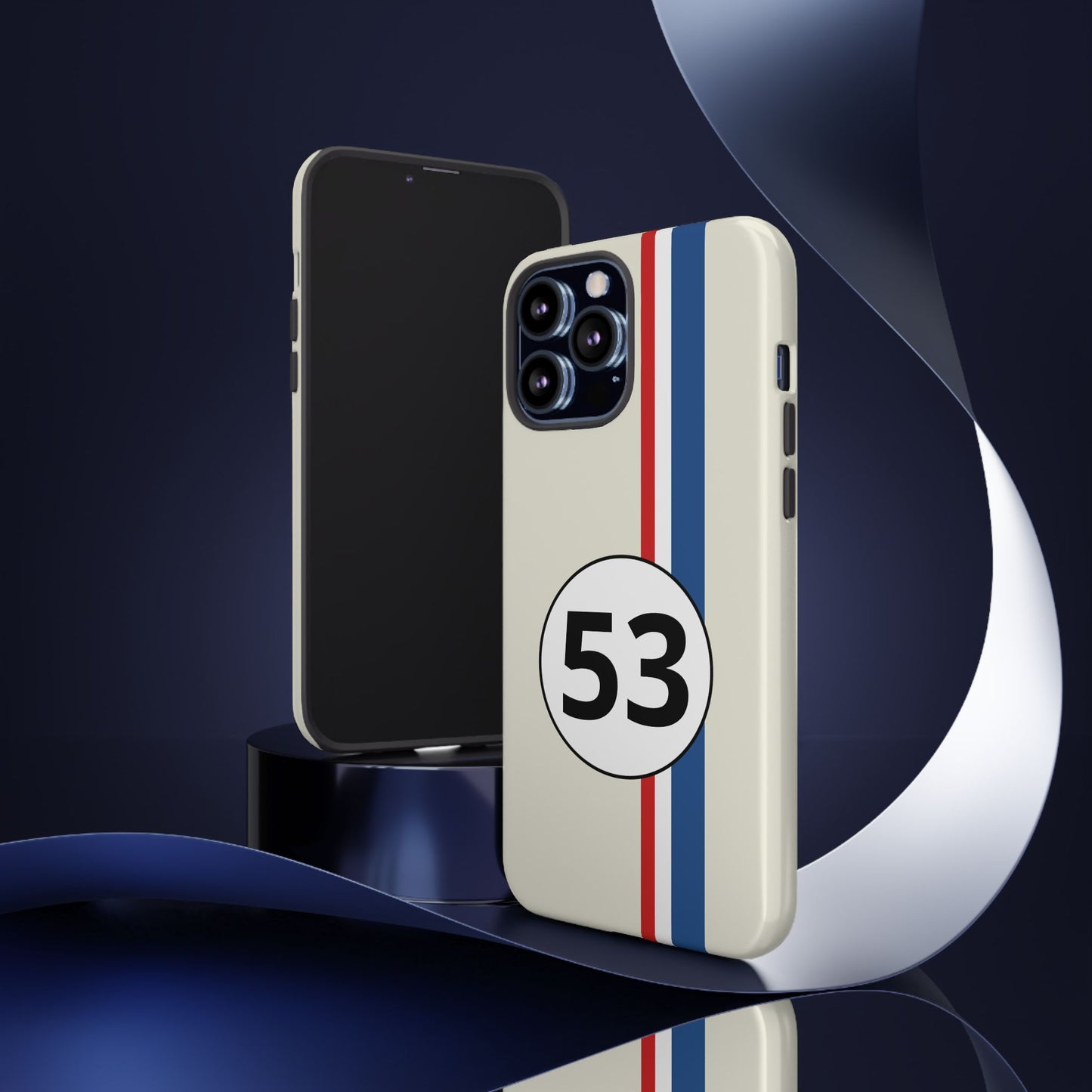 Racing Stripe Personalised Number Tough Phone Case for Apple iPhone, Samsung Galaxy and Google Pixel.