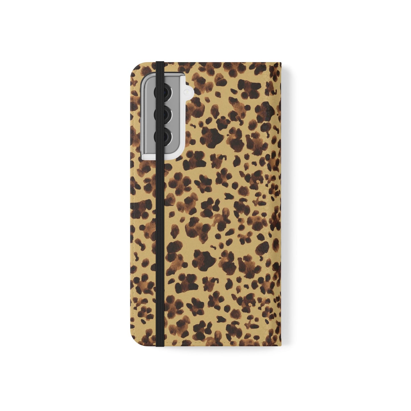 Leopard Print watercolour Flip Phone Case - Stylish Wallet Folio Cover with Card Slots
