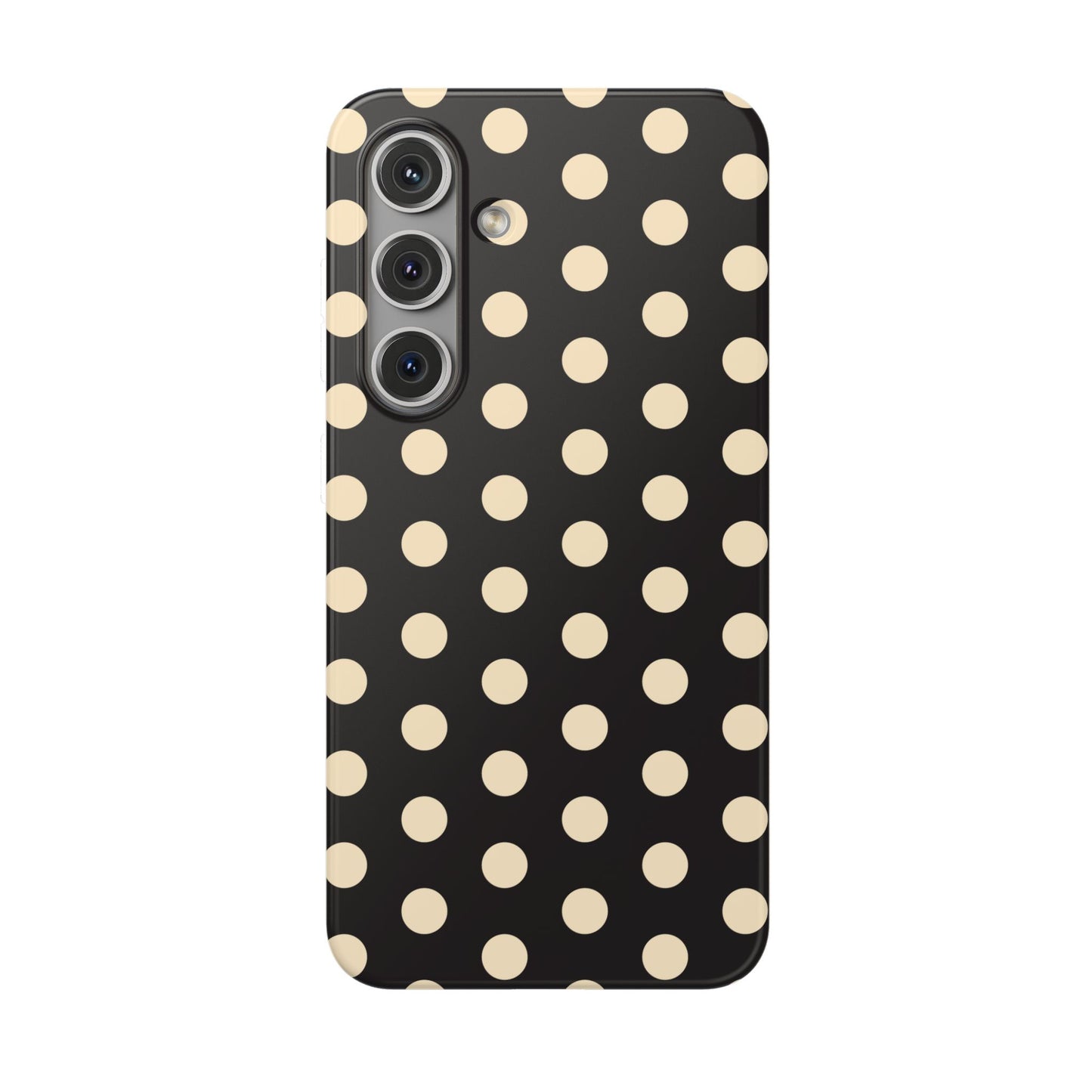 Black & Cream Retro Polka Dot Flexi Case for Apple iPhone, Samsung Galaxy.